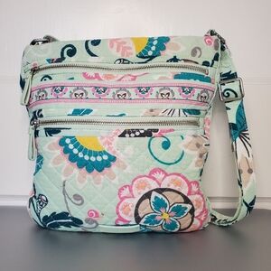 Vera Bradley Trip Zip Hipster Crossbody Purse – Floral Aqua Blue, Pink